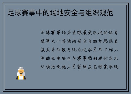 足球赛事中的场地安全与组织规范
