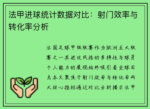 法甲进球统计数据对比：射门效率与转化率分析